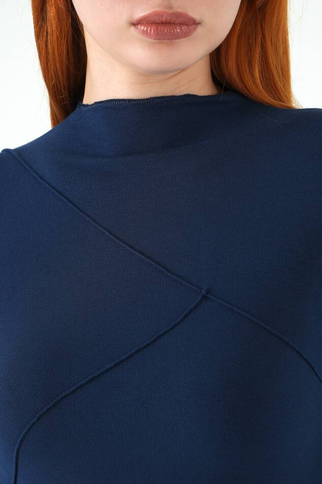 8238A Bisiklet Yaka Ön Çimalı Bluz-Laci - 5
